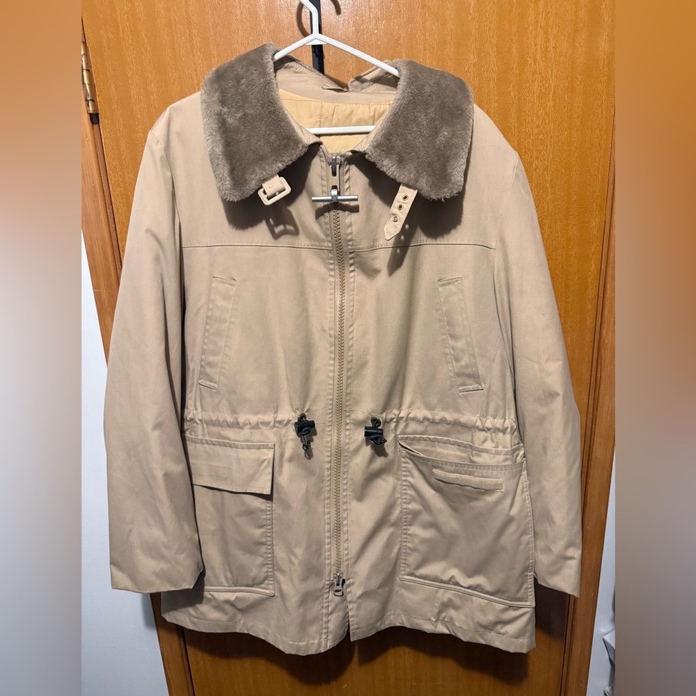 Mighty Mac Tan Coat with Faux Fur Collar